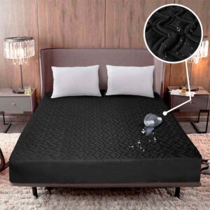 Protector Colchón Queen Impermeable acolchado Negro